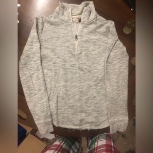 Off white, light pullover with zip up. Size XS